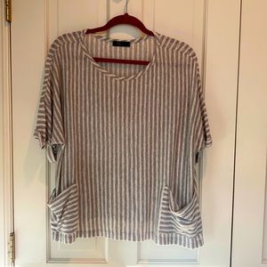Grey and cream stripped blouse